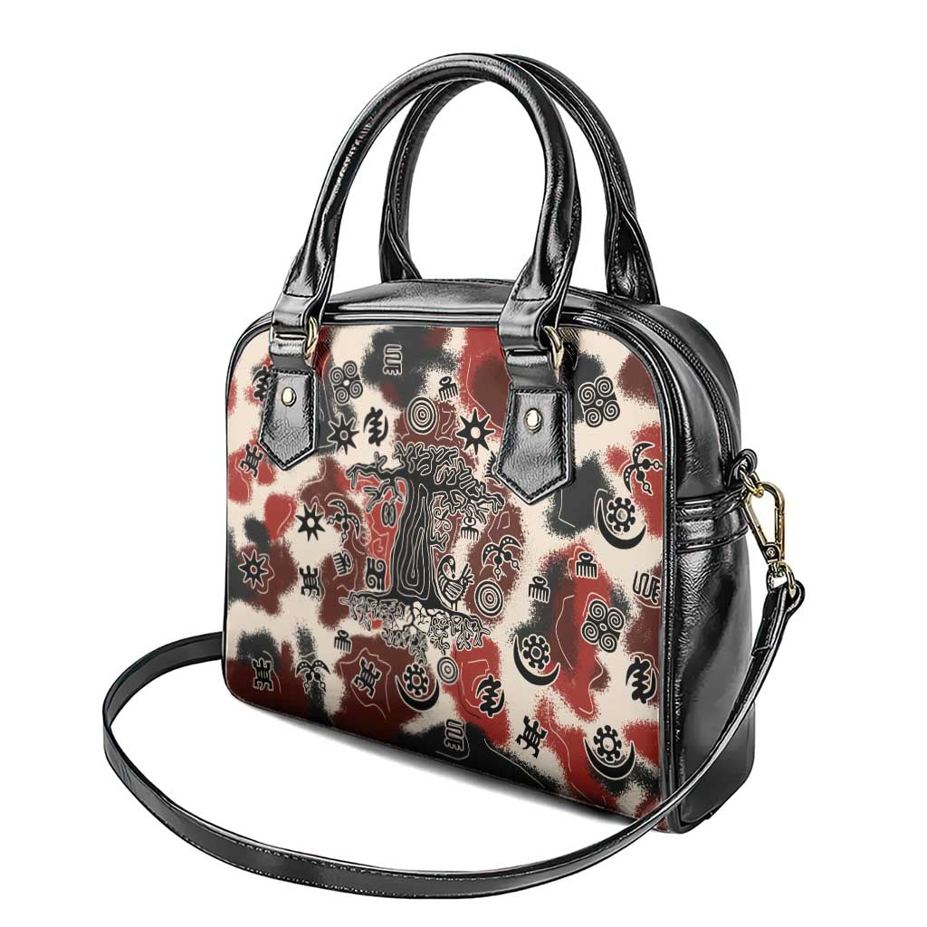 Sacred Heritage Shoulder Handbag African Abstract Baobab Tree, Ethnic Symbols, and Red-Black Pattern - Wonder Print Shop