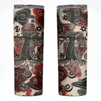 Sacred Heritage Skinny Tumbler African Abstract Baobab Tree, Ethnic Symbols, and Red-Black Pattern - Wonder Print Shop