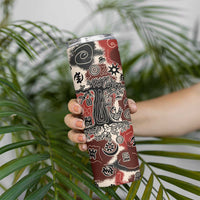 Sacred Heritage Skinny Tumbler African Abstract Baobab Tree, Ethnic Symbols, and Red-Black Pattern - Wonder Print Shop