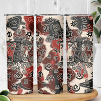 Sacred Heritage Skinny Tumbler African Abstract Baobab Tree, Ethnic Symbols, and Red-Black Pattern - Wonder Print Shop