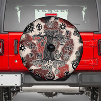 Sacred Heritage Spare Tire Cover African Abstract Baobab Tree, Ethnic Symbols, and Red-Black Pattern - Wonder Print Shop