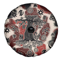 Sacred Heritage Spare Tire Cover African Abstract Baobab Tree, Ethnic Symbols, and Red-Black Pattern - Wonder Print Shop