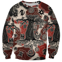 Sacred Heritage Sweatshirt African Abstract Baobab Tree, Ethnic Symbols, and Red-Black Pattern - Wonder Print Shop