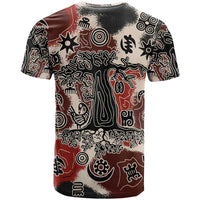 Sacred Heritage T Shirt African Abstract Baobab Tree, Ethnic Symbols, and Red-Black Pattern - Wonder Print Shop