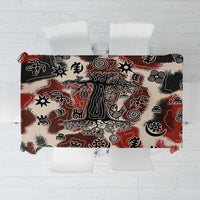 Sacred Heritage Tablecloth African Abstract Baobab Tree, Ethnic Symbols, and Red-Black Pattern - Wonder Print Shop