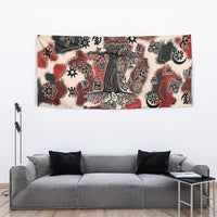 Sacred Heritage Tapestry African Abstract Baobab Tree, Ethnic Symbols, and Red-Black Pattern - Wonder Print Shop