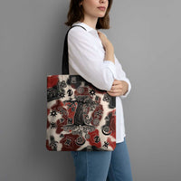 Sacred Heritage Tote Bag African Abstract Baobab Tree, Ethnic Symbols, and Red-Black Pattern - Wonder Print Shop