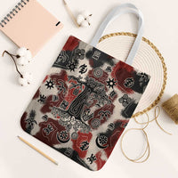 Sacred Heritage Tote Bag African Abstract Baobab Tree, Ethnic Symbols, and Red-Black Pattern - Wonder Print Shop