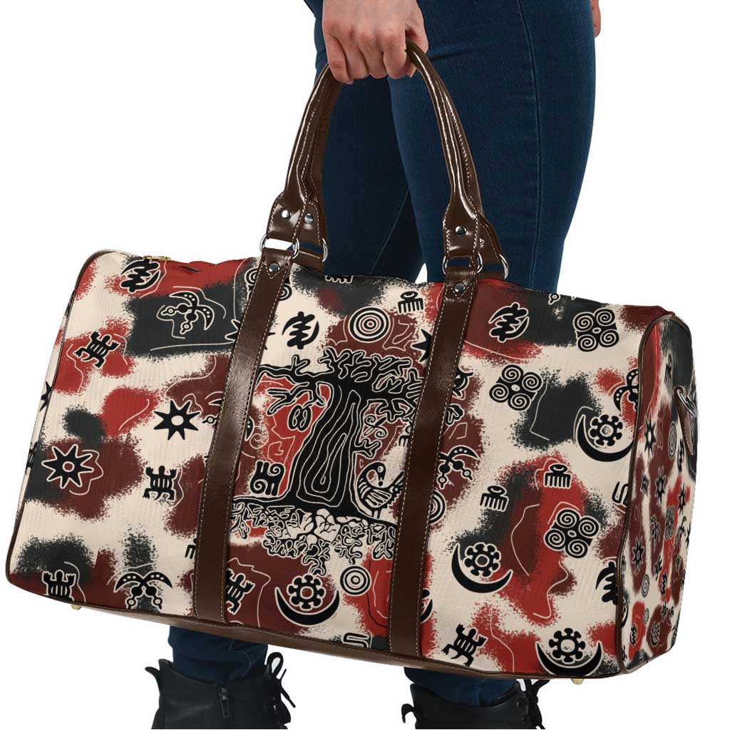 Sacred Heritage Travel Bag African Abstract Baobab Tree, Ethnic Symbols, and Red-Black Pattern - Wonder Print Shop