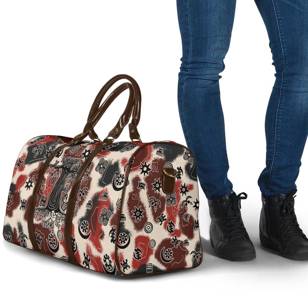 Sacred Heritage Travel Bag African Abstract Baobab Tree, Ethnic Symbols, and Red-Black Pattern - Wonder Print Shop