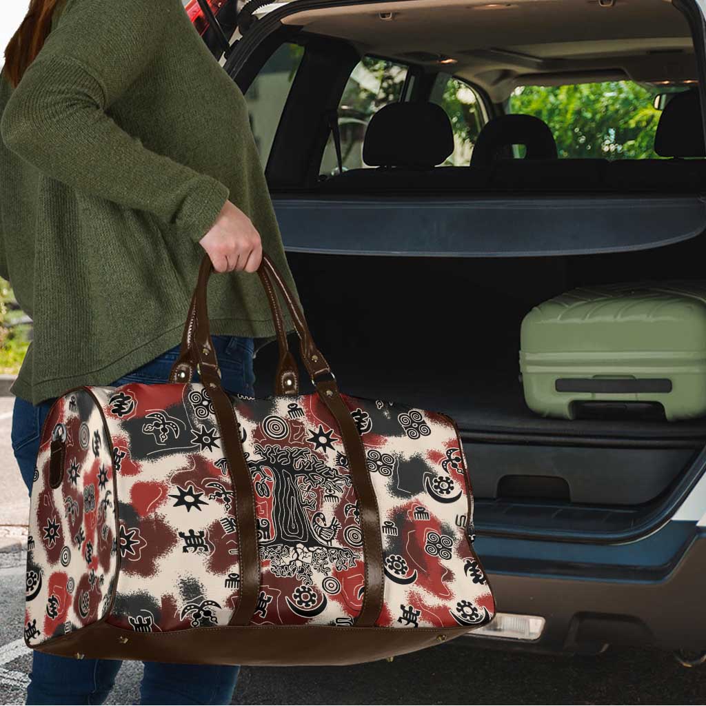 Sacred Heritage Travel Bag African Abstract Baobab Tree, Ethnic Symbols, and Red-Black Pattern - Wonder Print Shop