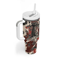 Sacred Heritage Tumbler With Handle African Abstract Baobab Tree, Ethnic Symbols, and Red-Black Pattern - Wonder Print Shop