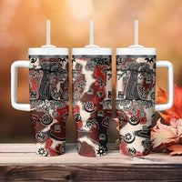 Sacred Heritage Tumbler With Handle African Abstract Baobab Tree, Ethnic Symbols, and Red-Black Pattern - Wonder Print Shop