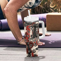 Sacred Heritage Tumbler With Handle African Abstract Baobab Tree, Ethnic Symbols, and Red-Black Pattern - Wonder Print Shop