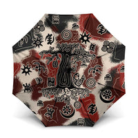Sacred Heritage Umbrella African Abstract Baobab Tree, Ethnic Symbols, and Red-Black Pattern - Wonder Print Shop