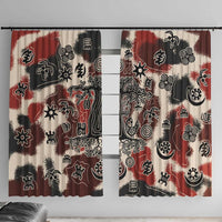 Sacred Heritage Window Curtain African Abstract Baobab Tree, Ethnic Symbols, and Red-Black Pattern - Wonder Print Shop