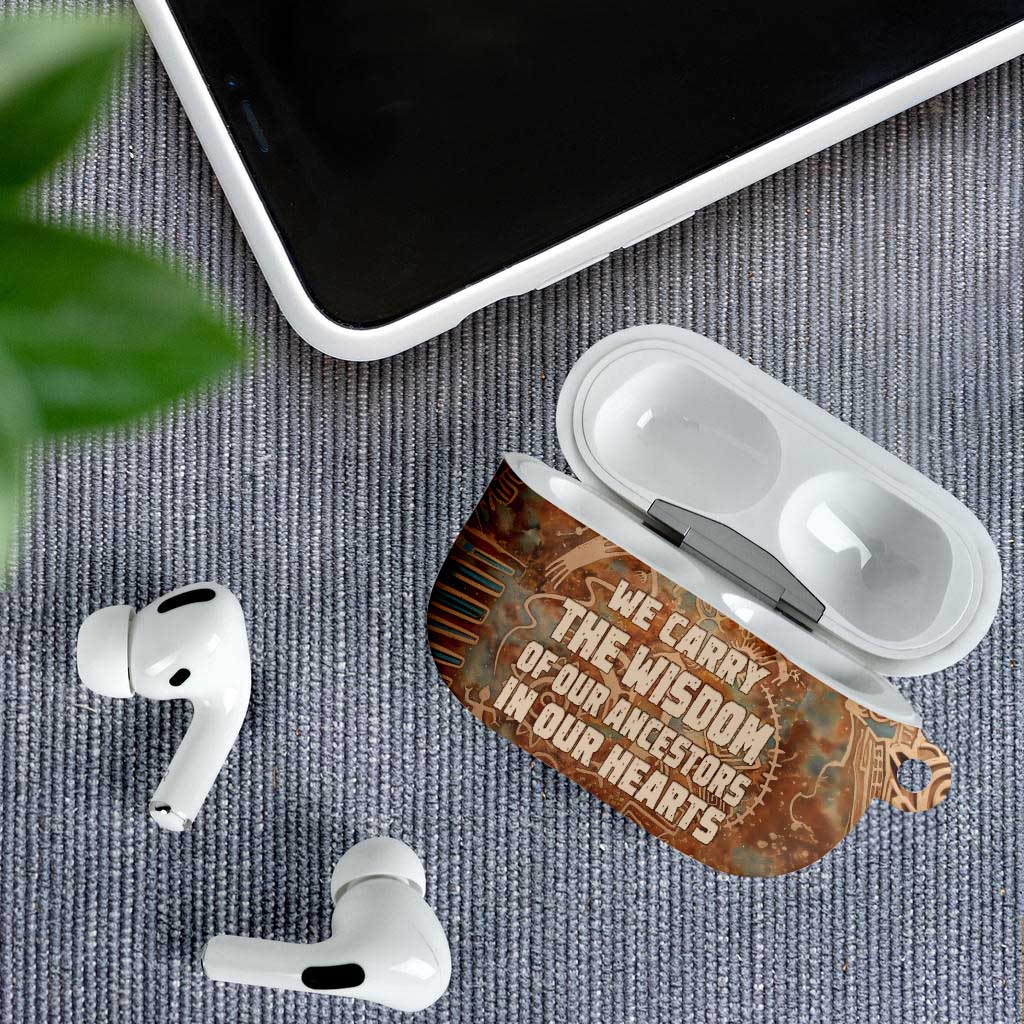 We Carry The Wisdom AirPods Case African Ancient Symbols, Earthy Tones, and Ancestral Wisdom Quote - undefined