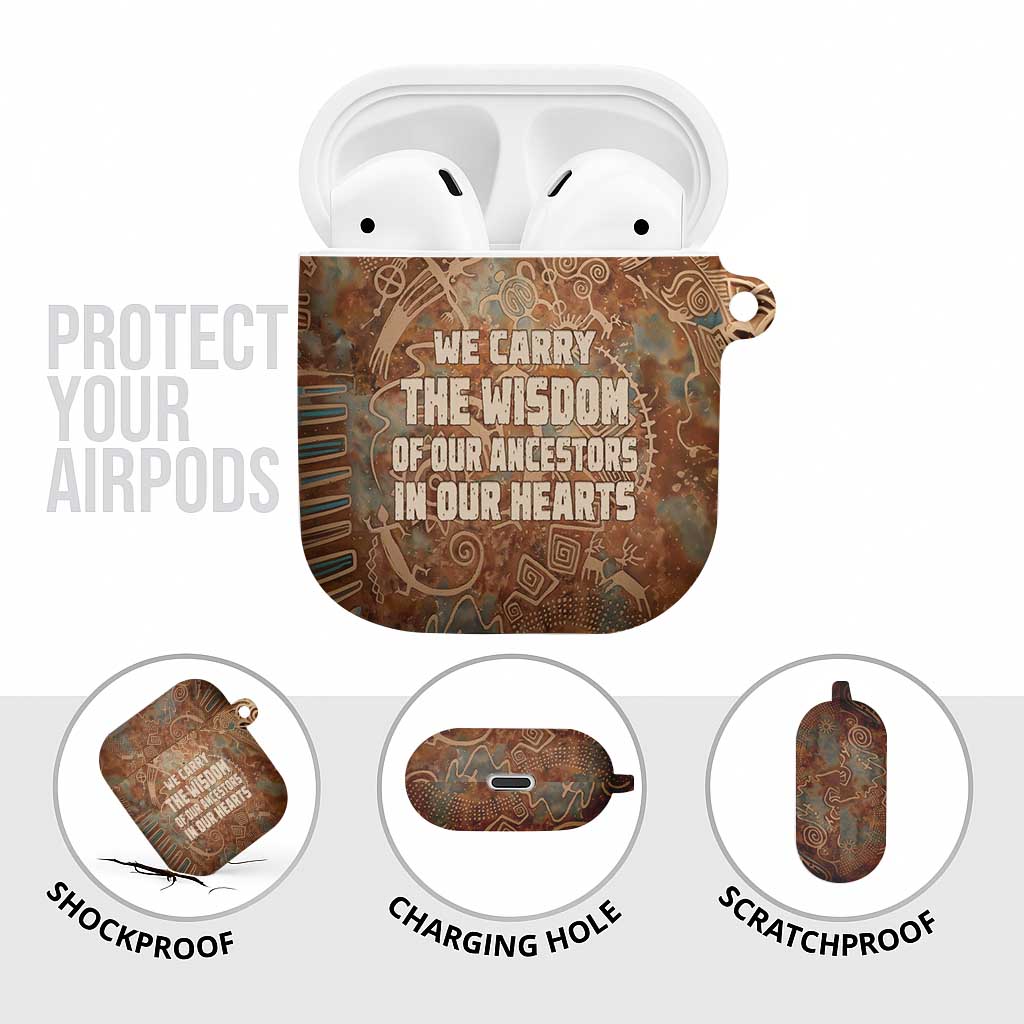 We Carry The Wisdom AirPods Case African Ancient Symbols, Earthy Tones, and Ancestral Wisdom Quote - undefined