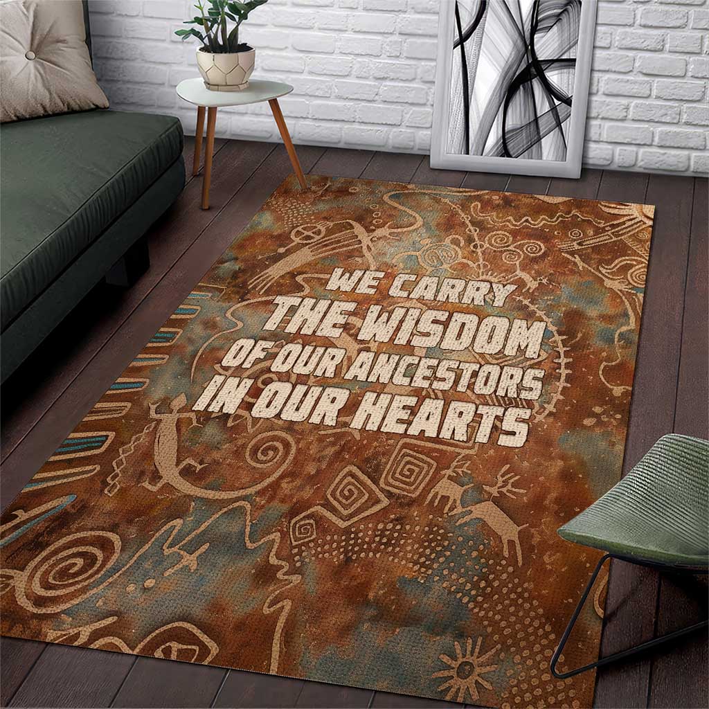 We Carry The Wisdom Area Rug African Ancient Symbols, Earthy Tones, and Ancestral Wisdom Quote - Wonder Print Shop