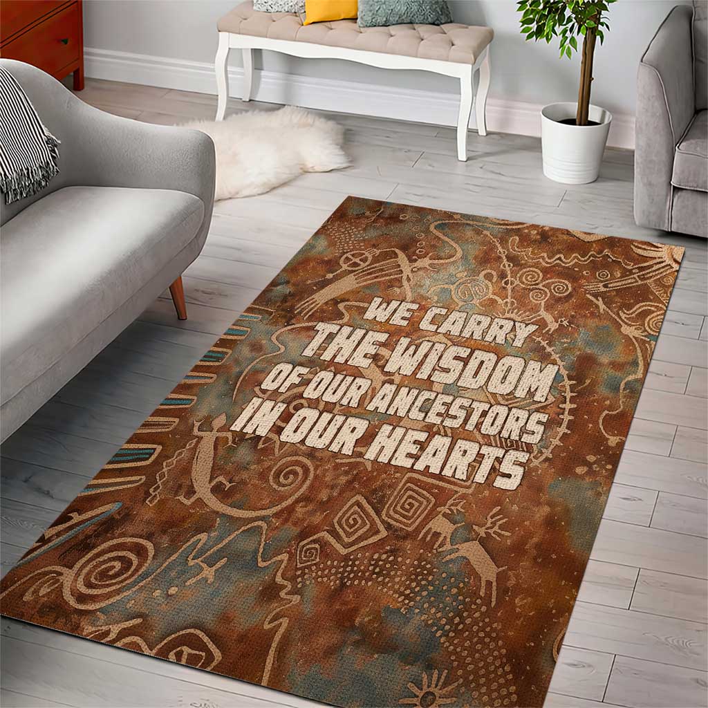 We Carry The Wisdom Area Rug African Ancient Symbols, Earthy Tones, and Ancestral Wisdom Quote - Wonder Print Shop