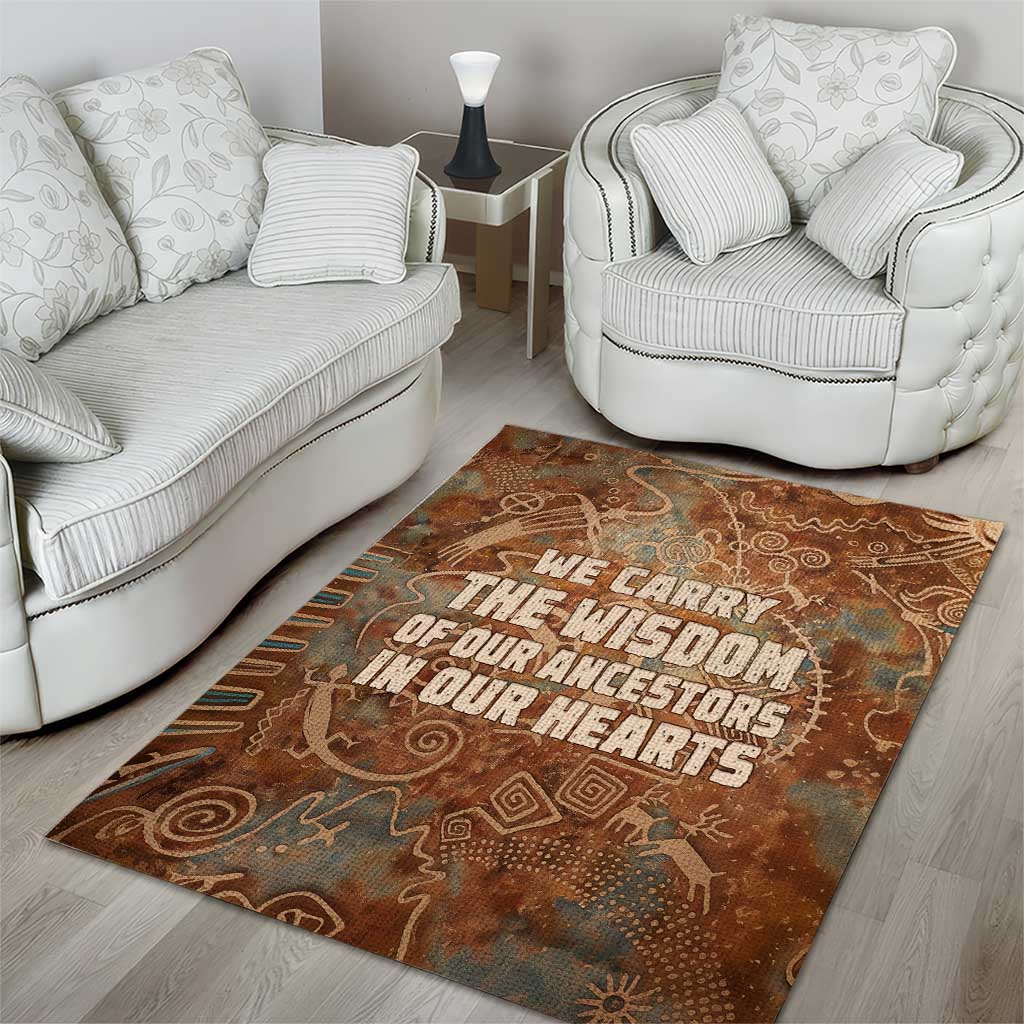 We Carry The Wisdom Area Rug African Ancient Symbols, Earthy Tones, and Ancestral Wisdom Quote - Wonder Print Shop