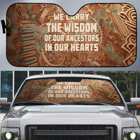 We Carry The Wisdom Auto Sun Shade African Ancient Symbols, Earthy Tones, and Ancestral Wisdom Quote - Wonder Print Shop
