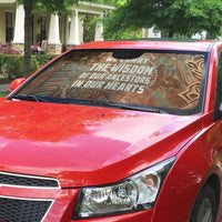 We Carry The Wisdom Auto Sun Shade African Ancient Symbols, Earthy Tones, and Ancestral Wisdom Quote - Wonder Print Shop