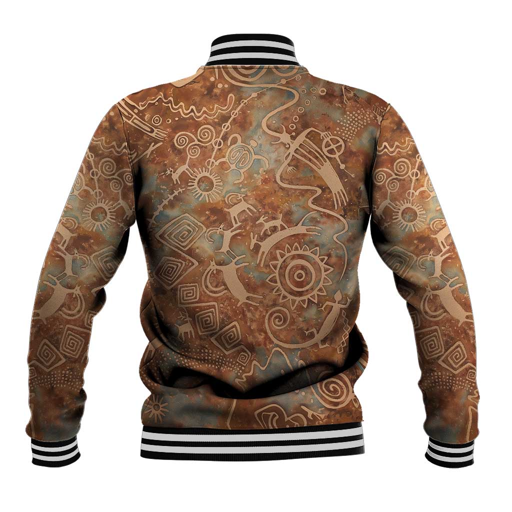We Carry The Wisdom Baseball Jacket African Ancient Symbols, Earthy Tones, and Ancestral Wisdom Quote - Wonder Print Shop