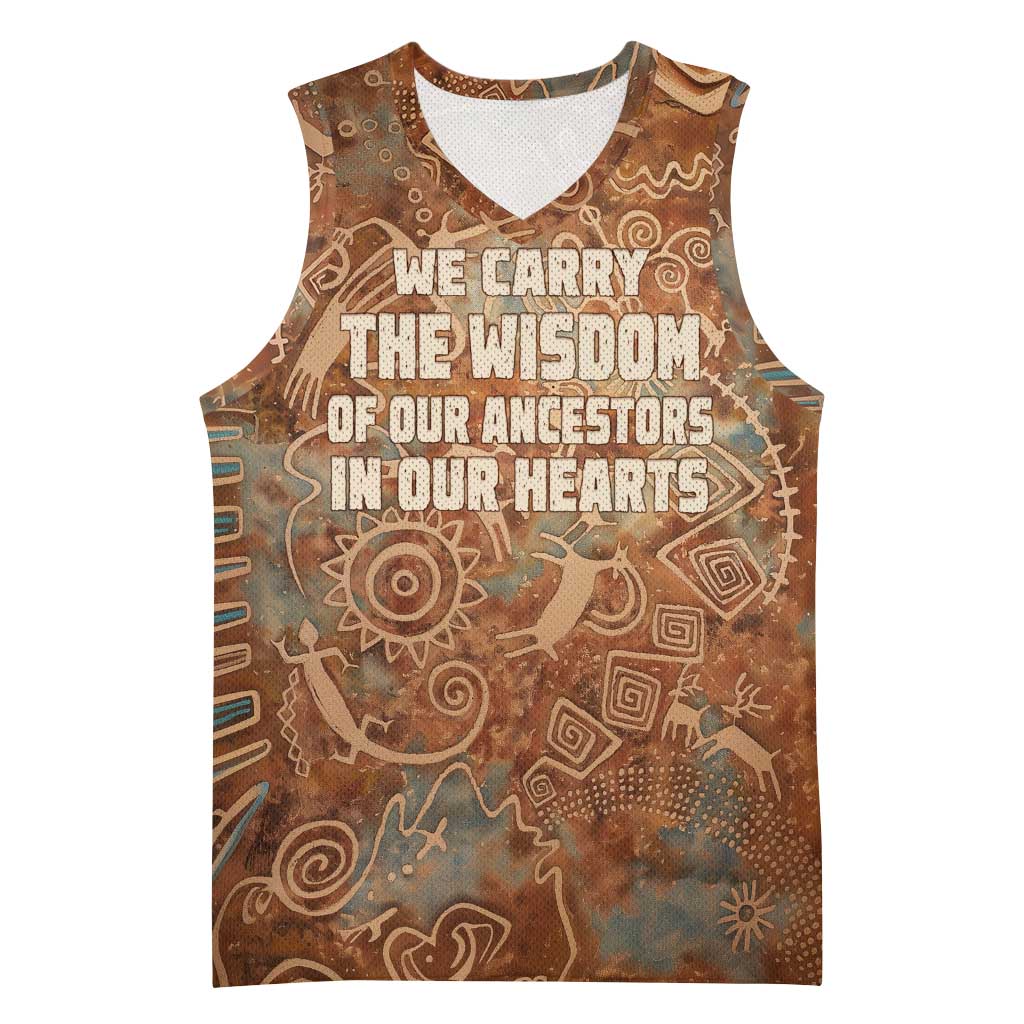 We Carry The Wisdom Basketball Jersey African Ancient Symbols, Earthy Tones, and Ancestral Wisdom Quote - Wonder Print Shop