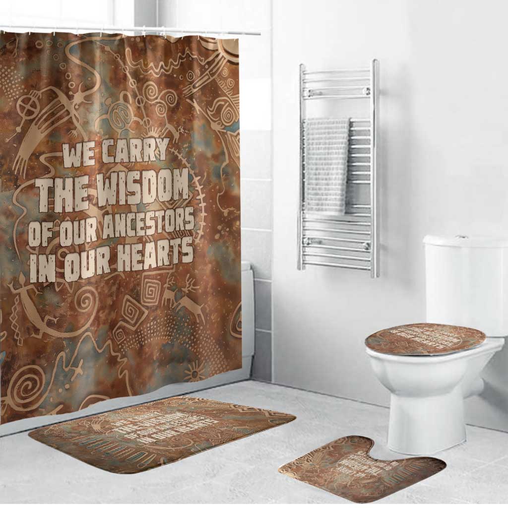 We Carry The Wisdom Bathroom Set African Ancient Symbols, Earthy Tones, and Ancestral Wisdom Quote - Wonder Print Shop
