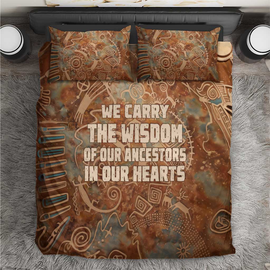 We Carry The Wisdom Bedding Set African Ancient Symbols, Earthy Tones, and Ancestral Wisdom Quote - Wonder Print Shop