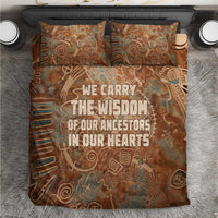 We Carry The Wisdom Bedding Set African Ancient Symbols, Earthy Tones, and Ancestral Wisdom Quote - Wonder Print Shop