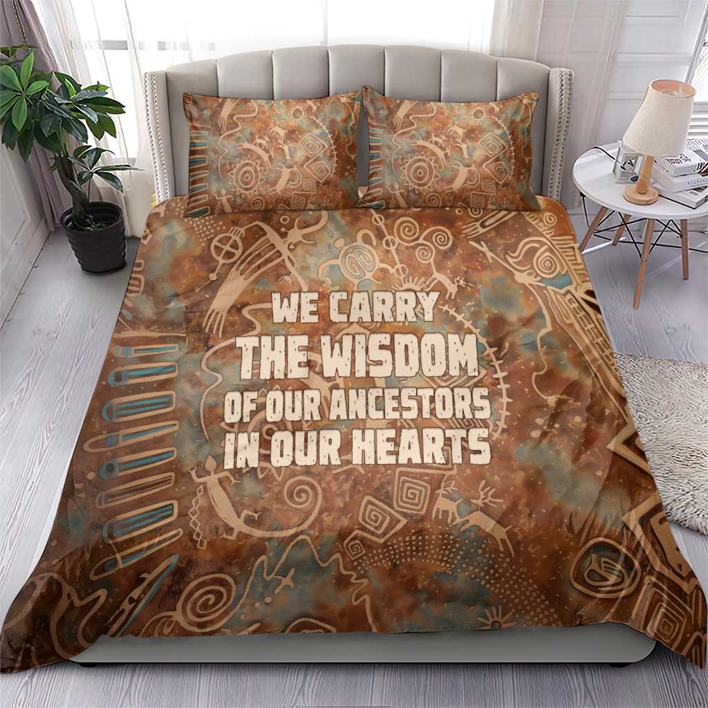 We Carry The Wisdom Bedding Set African Ancient Symbols, Earthy Tones, and Ancestral Wisdom Quote - Wonder Print Shop
