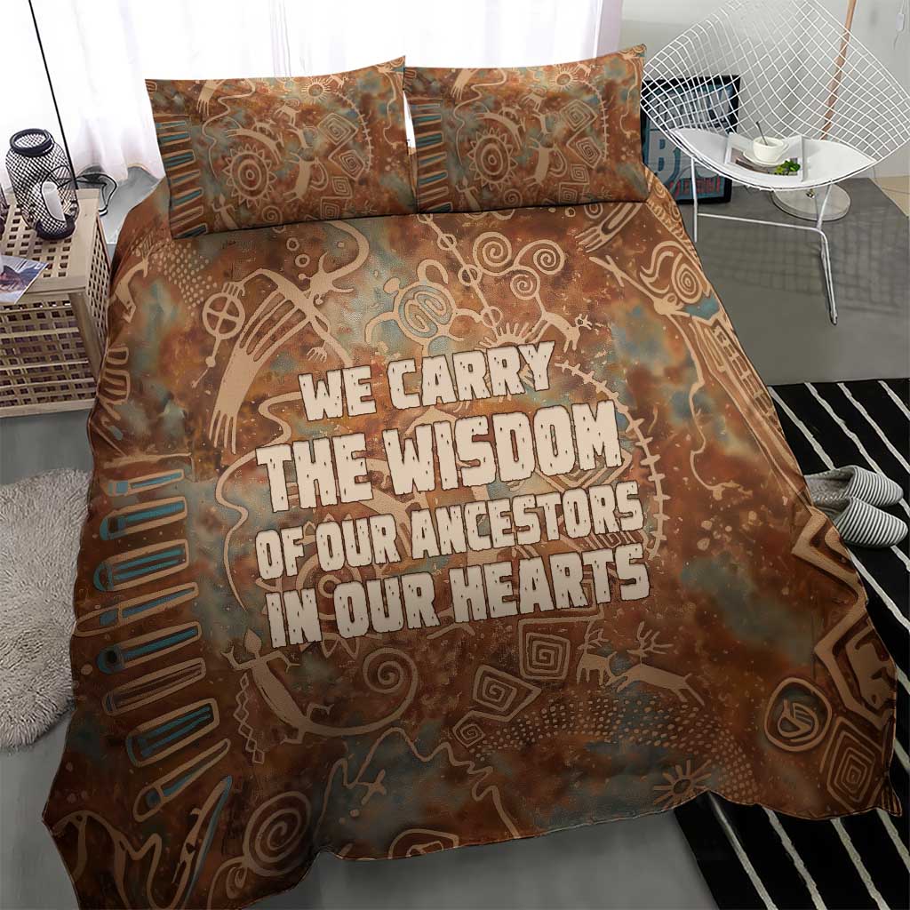 We Carry The Wisdom Bedding Set African Ancient Symbols, Earthy Tones, and Ancestral Wisdom Quote - Wonder Print Shop
