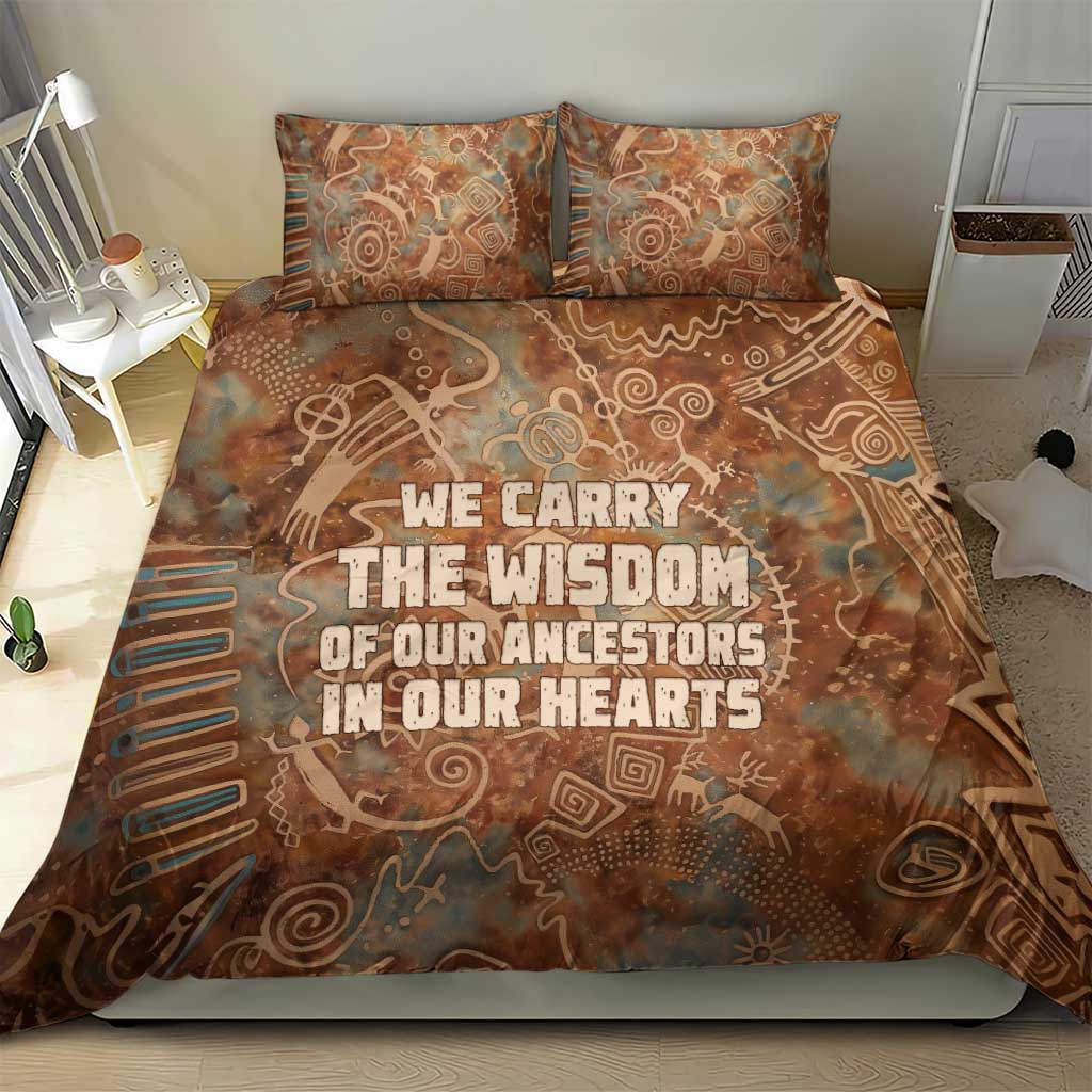 We Carry The Wisdom Bedding Set African Ancient Symbols, Earthy Tones, and Ancestral Wisdom Quote - Wonder Print Shop