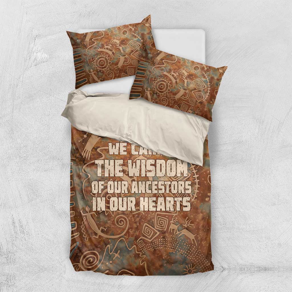 We Carry The Wisdom Bedding Set African Ancient Symbols, Earthy Tones, and Ancestral Wisdom Quote - Wonder Print Shop