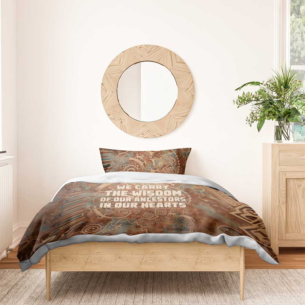 We Carry The Wisdom Bedding Set African Ancient Symbols, Earthy Tones, and Ancestral Wisdom Quote - Wonder Print Shop
