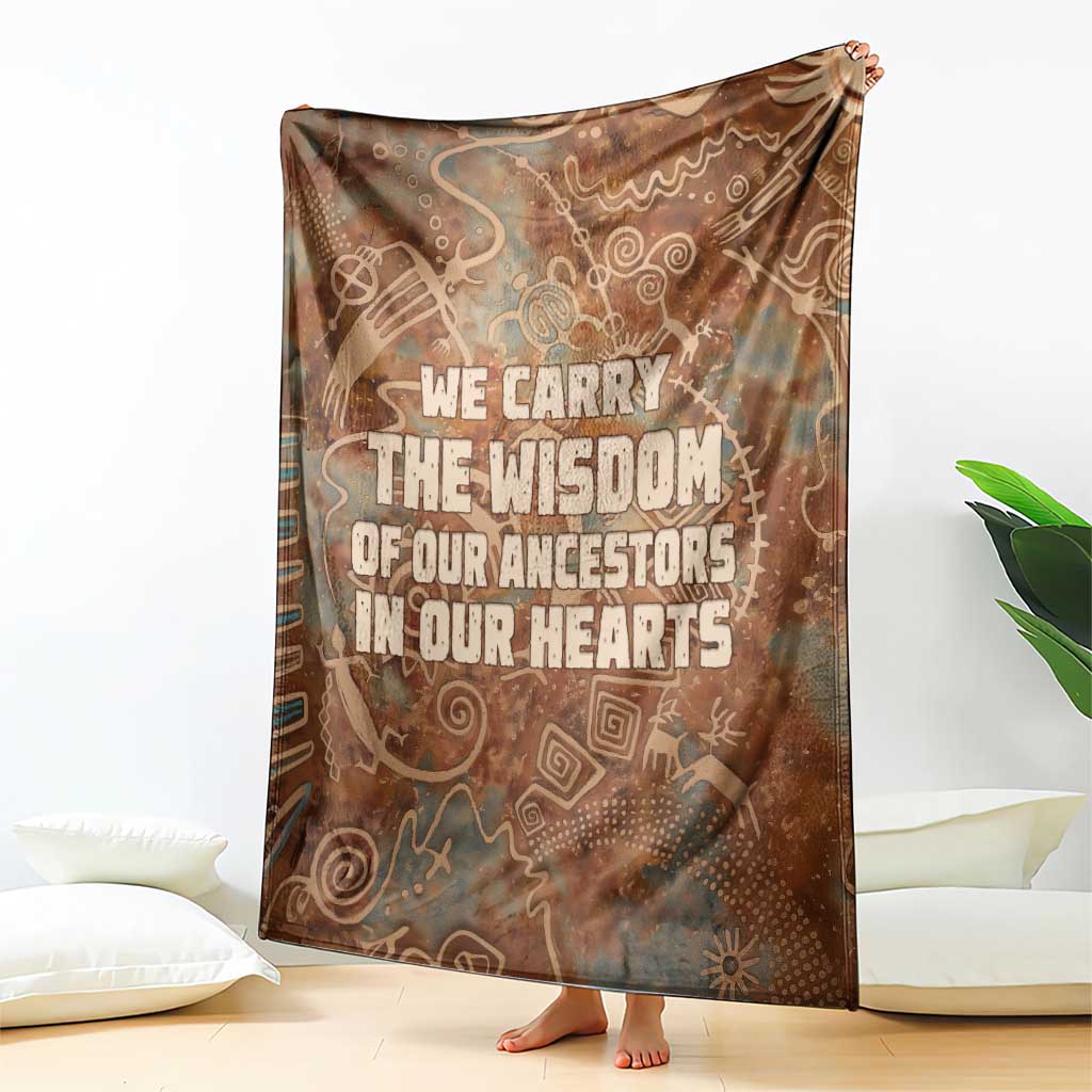 We Carry The Wisdom Blanket African Ancient Symbols, Earthy Tones, and Ancestral Wisdom Quote - Wonder Print Shop