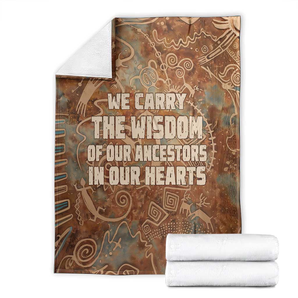 We Carry The Wisdom Blanket African Ancient Symbols, Earthy Tones, and Ancestral Wisdom Quote - Wonder Print Shop