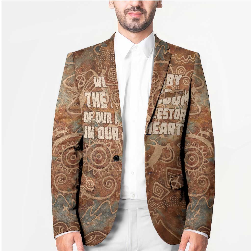 We Carry The Wisdom Blazer African Ancient Symbols, Earthy Tones, and Ancestral Wisdom Quote - Wonder Print Shop