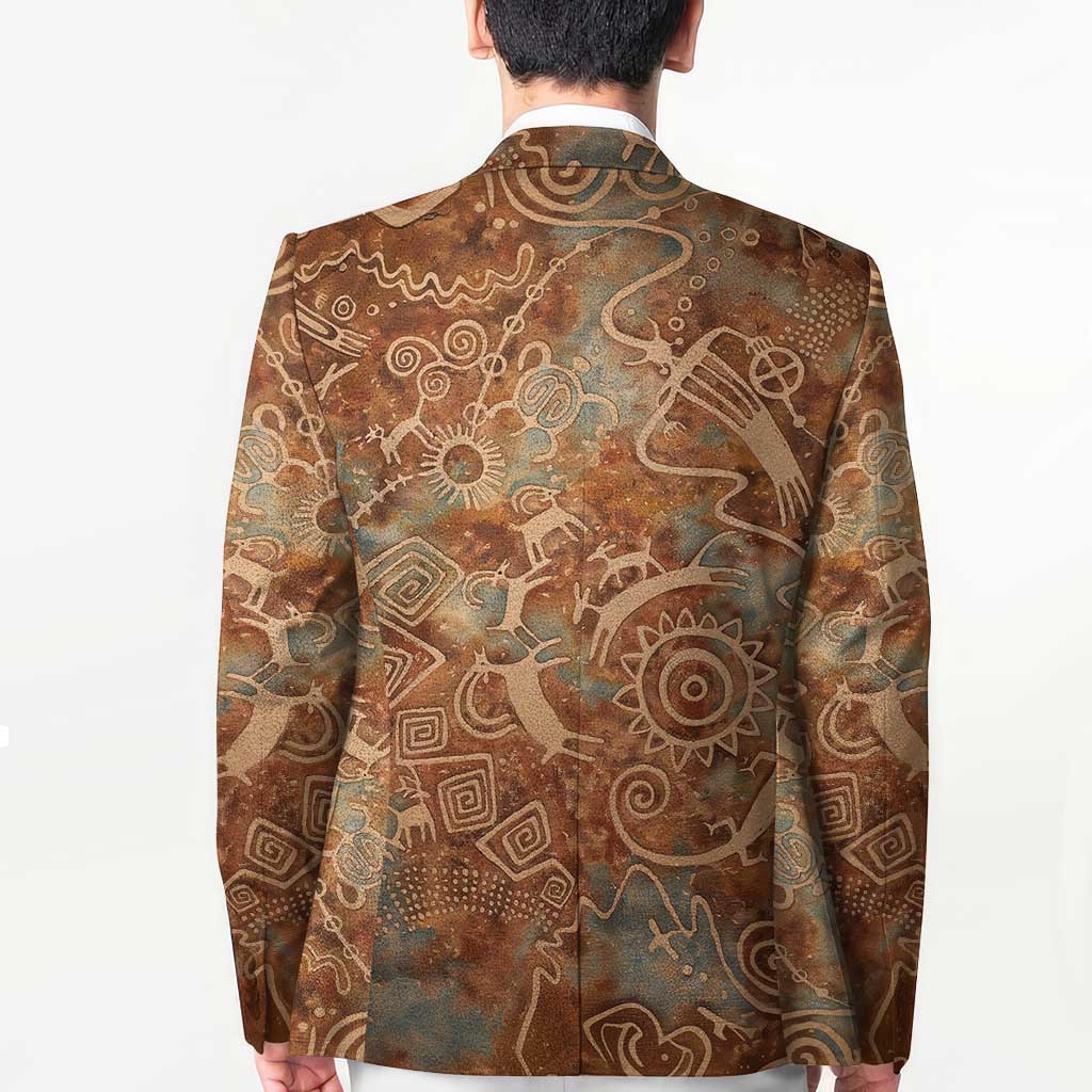 We Carry The Wisdom Blazer African Ancient Symbols, Earthy Tones, and Ancestral Wisdom Quote - Wonder Print Shop