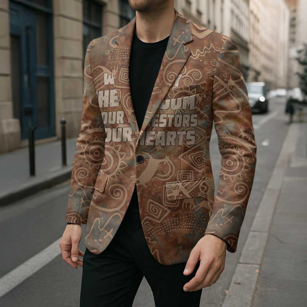 We Carry The Wisdom Blazer African Ancient Symbols, Earthy Tones, and Ancestral Wisdom Quote - Wonder Print Shop