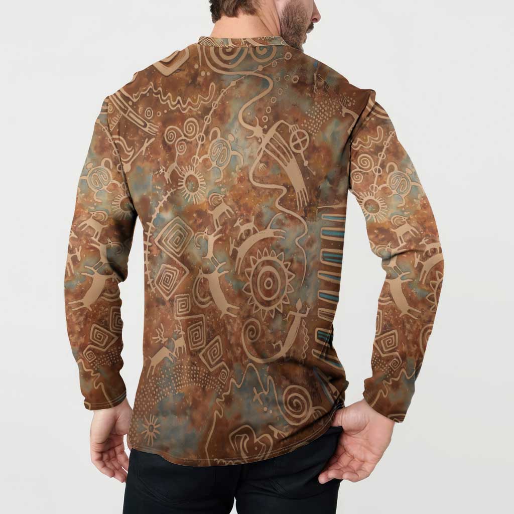We Carry The Wisdom Button Sweatshirt African Ancient Symbols, Earthy Tones, and Ancestral Wisdom Quote - Wonder Print Shop