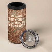 We Carry The Wisdom 4 in 1 Can Cooler Tumbler African Ancient Symbols, Earthy Tones, and Ancestral Wisdom Quote - Wonder Print Shop