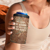 We Carry The Wisdom 4 in 1 Can Cooler Tumbler African Ancient Symbols, Earthy Tones, and Ancestral Wisdom Quote - Wonder Print Shop