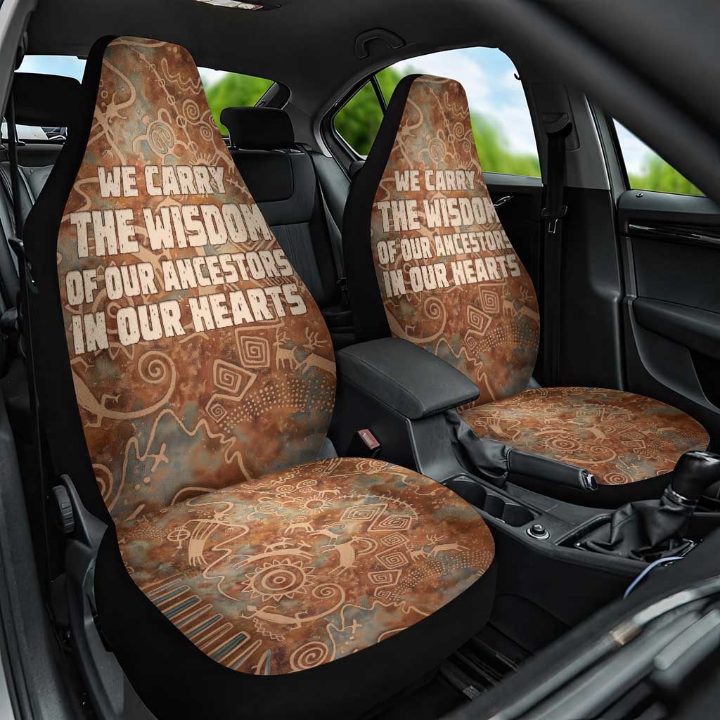 We Carry The Wisdom Car Seat Cover African Ancient Symbols, Earthy Tones, and Ancestral Wisdom Quote - Wonder Print Shop