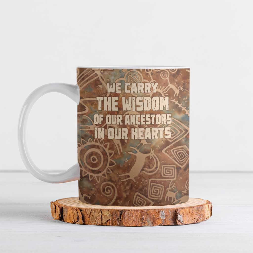 We Carry The Wisdom Ceramic Mug African Ancient Symbols, Earthy Tones, and Ancestral Wisdom Quote - Wonder Print Shop