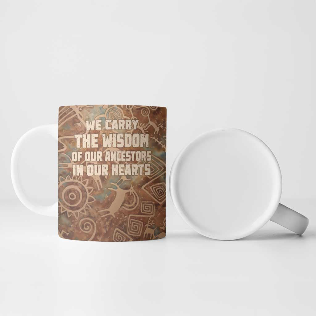 We Carry The Wisdom Ceramic Mug African Ancient Symbols, Earthy Tones, and Ancestral Wisdom Quote - Wonder Print Shop