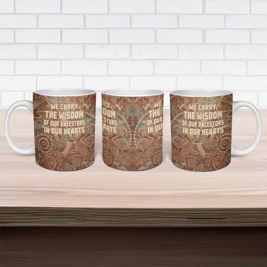 We Carry The Wisdom Ceramic Mug African Ancient Symbols, Earthy Tones, and Ancestral Wisdom Quote - Wonder Print Shop