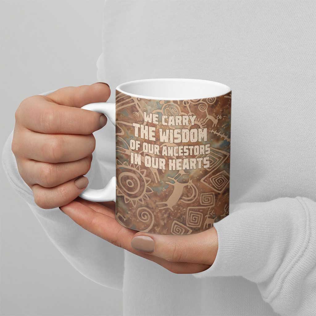 We Carry The Wisdom Ceramic Mug African Ancient Symbols, Earthy Tones, and Ancestral Wisdom Quote - Wonder Print Shop